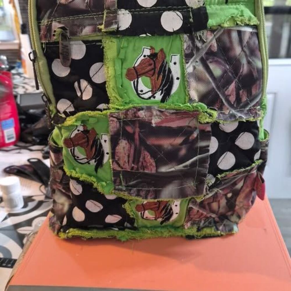 N Gil Patchwork Horse Polka Dot Camo Small Backpack